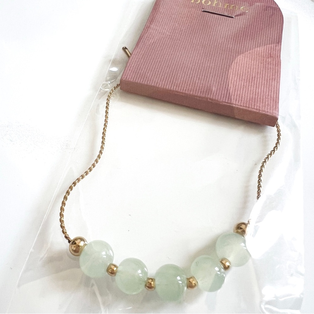 BOHME Adjustable Beaded Bracelet Gold Light Green